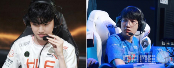 (왼쪽부터) 한화생명e스포츠 '쵸비' 정지훈, LNG '타잔' 이승용