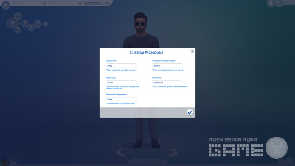 심의 CUSTOM PRONOUNS를 커스터마이즈할 수 있는 새로운 기능, 사진=EA
