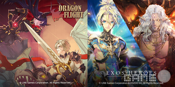 ‘드래곤 플라이트’-‘엑소스 히어로즈’, 사진=라인게임즈
