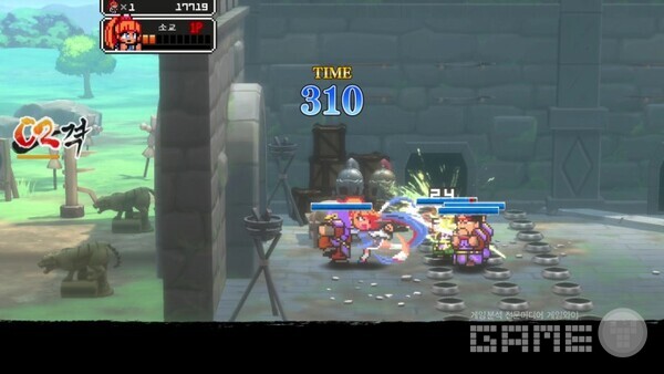 가벼운 몸을 활용한 연속 킥으로 적들을 물리치는 쿄코(KYOKO, 소교)