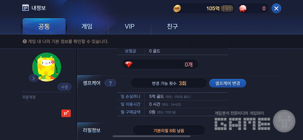 셀프케어 설정 이미지, 사진=네오위즈 제공