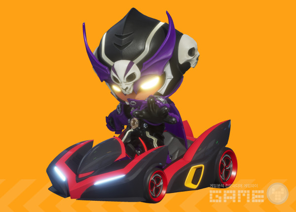 레이싱 패스 최대 레벨 보상으로 일반 패스와 프리미엄 패스 모두 Lv. 40 도달 시 다크 히어로 네오와 저스티스 조합을 완성 /게임와이 촬영