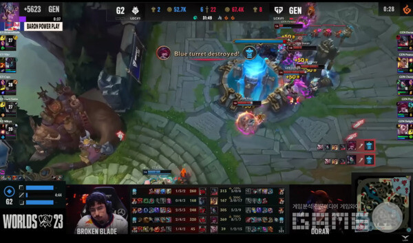 경기력에서도 흔들리는 모습을 보여주지 않았고, G2를 상대로 무난히 승리했다 / 출처 LCK 공식 유튜브