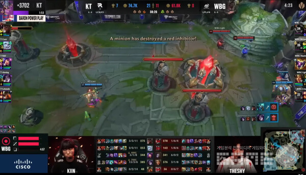 웨이보 게이밍을 상대로 승리하며, 8강을 위한 한중전이 펼쳐질 예정이다 / 출처 LCK 공식 유튜브