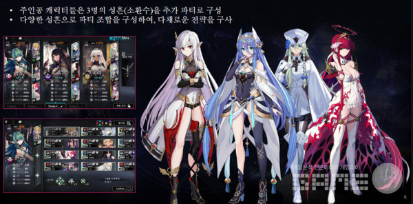 주인공 캐릭터에 성흔을 장착하여 다양한 파티 조합을 만들 수 있다 / 그라비티 제공