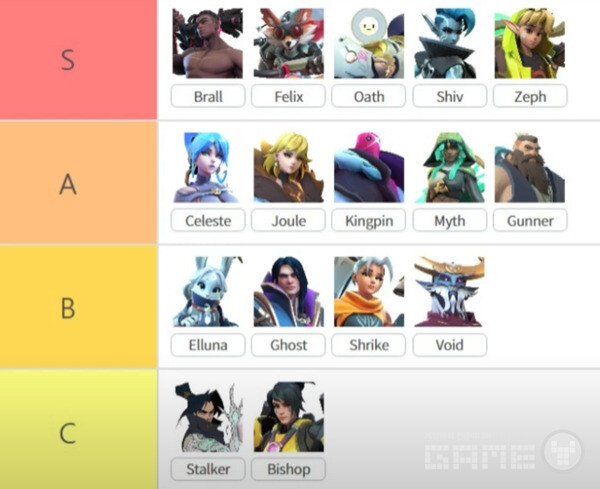 브랄, 플렉스, 오쓰, 쉬브, 제프를 S티어로 선택한 인플루언서도 있다. /티어 채널