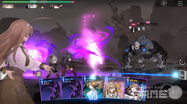 덱 빌딩 느낌의 전투 방식을 영상에서 볼 수 있다 / 출처 카제나 공식 유튜브 