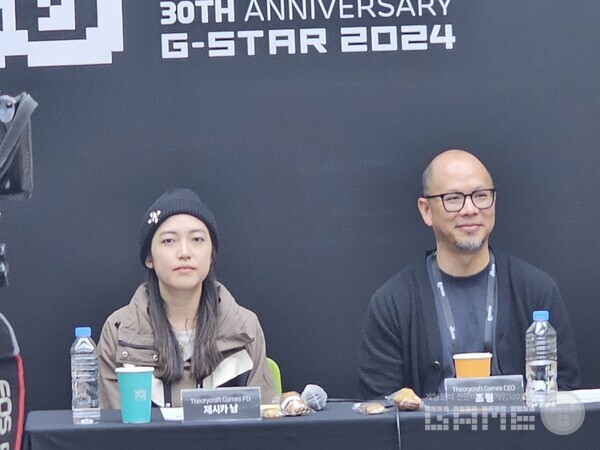 게임 총괄 피디를 맡고 있는 제시카 남과 라이엇게임즈와 번지에서 총괄 피디를 맡은 조텅 대표 /게임와이 촬영