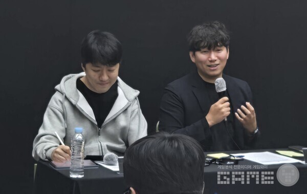 (왼쪽부터) 이준호 크리에이티브 디렉터 , 윤명진 네오플 대표 / 게임와이 촬영