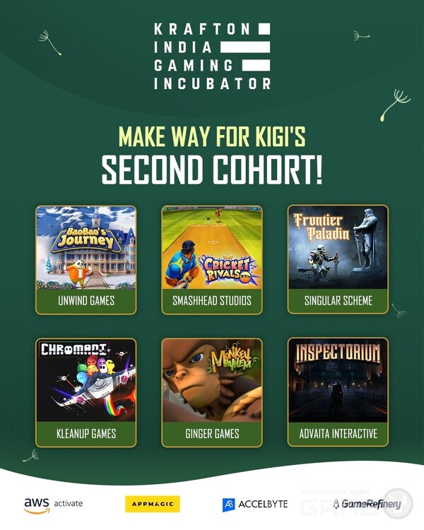 크래프톤이 인도 게임 스타트업 멘토링 프로그램인 ‘크래프톤 인도 게이밍 인큐베이터(KRAFTON India Gaming Incubator, 이하 KIGI)’ 2기의 선정 기업을 발표하고, 인도 게임 개발 생태계 육성을 이어간다.