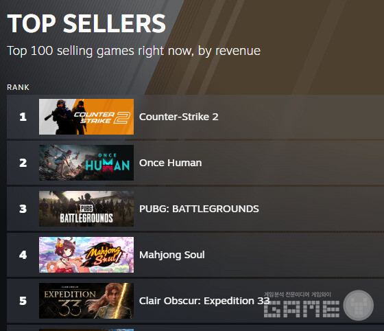 국내 매출 순위 /스팀