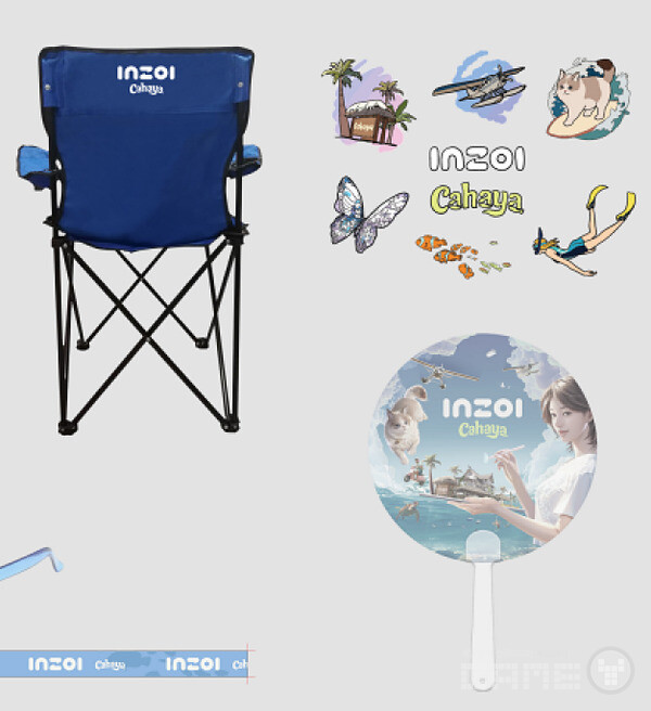 휴양지 컨셉으로 꾸며지는 인조이 부스와 경품들