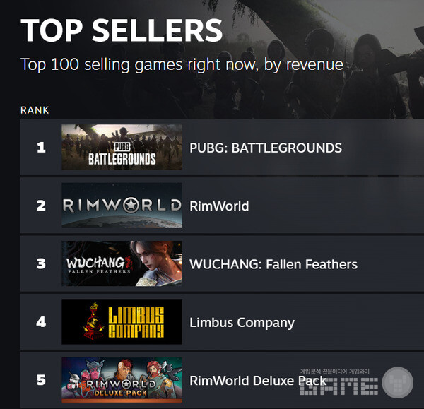 국내 매출 순위 /스팀