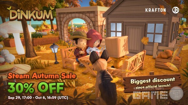 크래프톤은 생존 생활 시뮬레이션 게임 ‘딩컴(Dinkum)’이 스팀 가을 할인 프로모션에 참여한다고 30일 밝혔다.