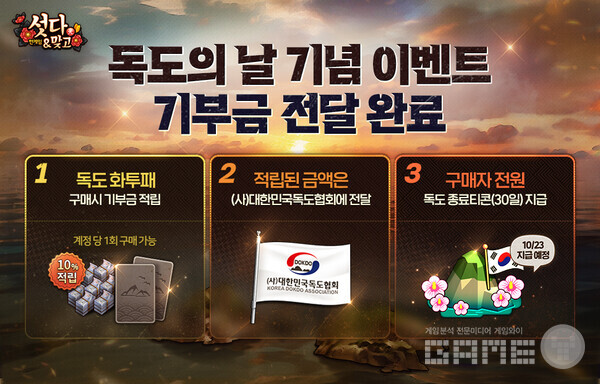 한게임 섯다&맞고 독도의 날 이벤트 기부 /NHN