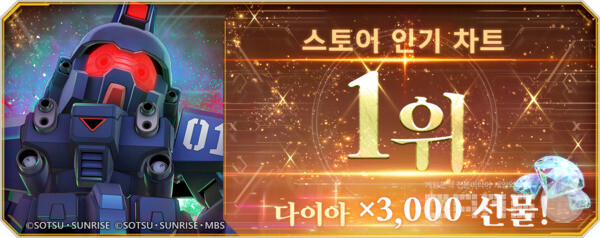 인기 차트 1위 기념 3,000 다이아 선물 /반다이남코