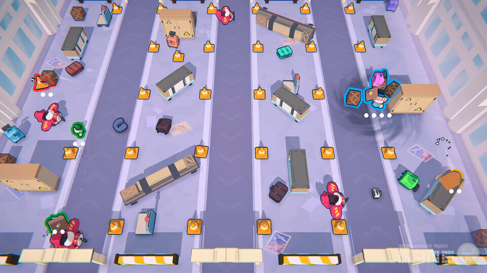 맵에 있는 아이템들을 원하는대로 집어 던져서 공격할 수 있다. /샌드 캐슬 스티디오